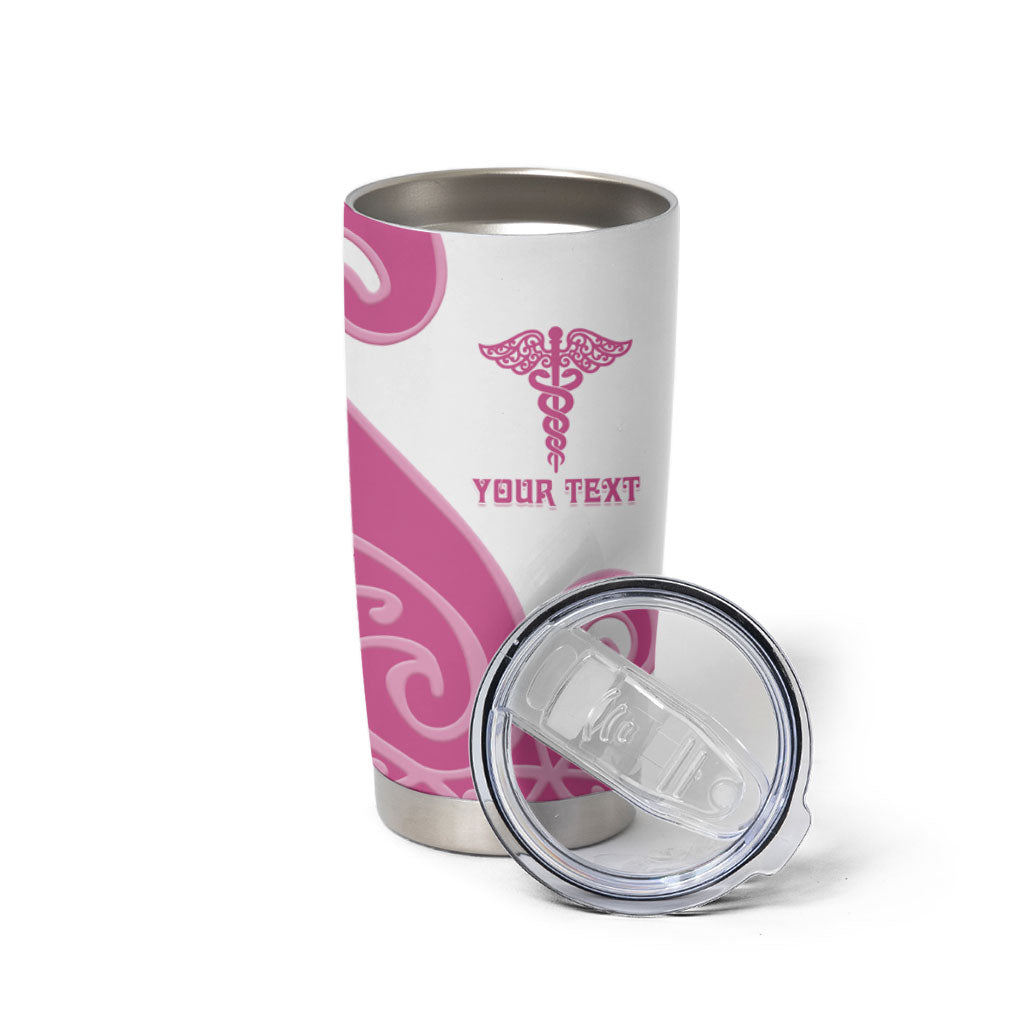 Personalised New Zealand Nurse Tumbler Cup Maori Koru Pink Version LT05 - Polynesian Pride