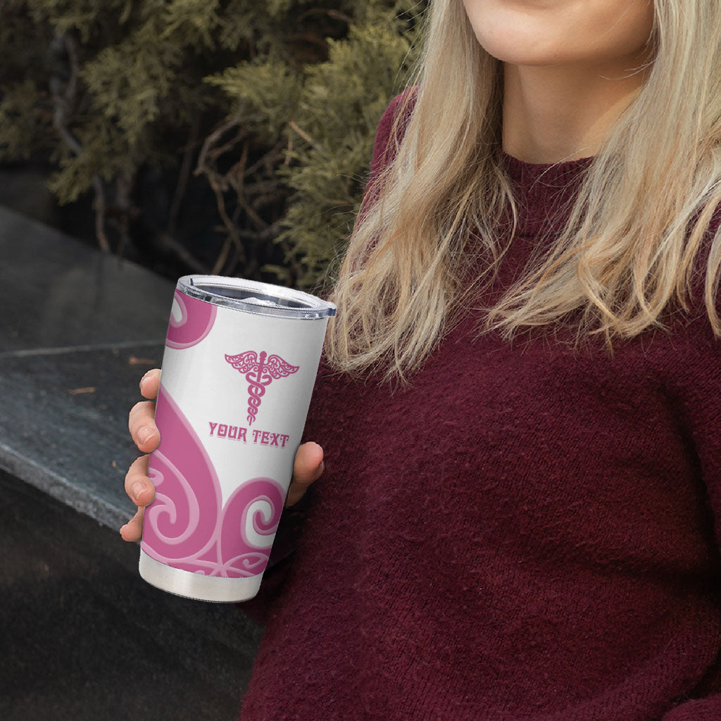 Personalised New Zealand Nurse Tumbler Cup Maori Koru Pink Version LT05 - Polynesian Pride