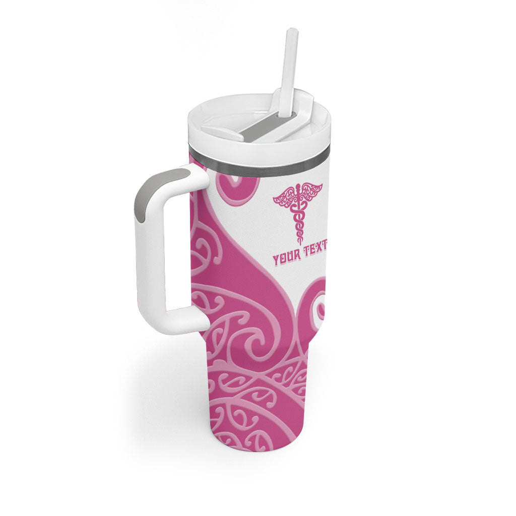 Personalised New Zealand Nurse Tumbler With Handle Maori Koru Pink Version LT05 - Polynesian Pride