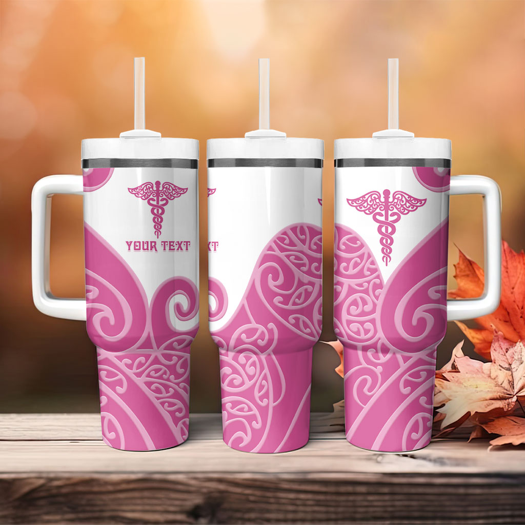 Personalised New Zealand Nurse Tumbler With Handle Maori Koru Pink Version LT05 - Polynesian Pride