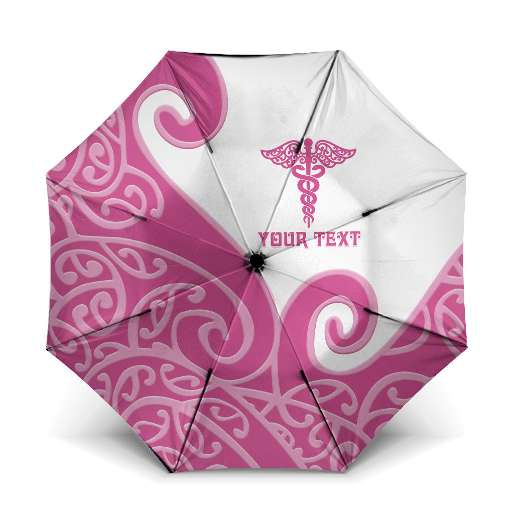 Personalised New Zealand Nurse Umbrella Maori Koru Pink Version LT05 One Size Folded 11.42 inch Opened Diameter 37.4 inch Pink - Polynesian Pride