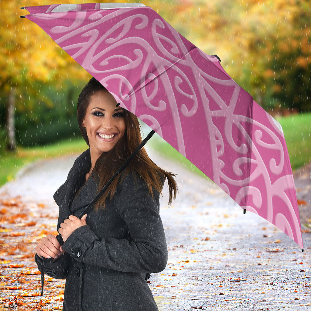 Personalised New Zealand Nurse Umbrella Maori Koru Pink Version LT05 - Polynesian Pride