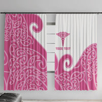 Personalised New Zealand Nurse Window Curtain Maori Koru Pink Version LT05 With Hooks Pink - Polynesian Pride