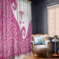 Personalised New Zealand Nurse Window Curtain Maori Koru Pink Version LT05 - Polynesian Pride