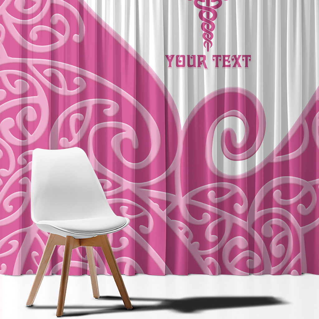 Personalised New Zealand Nurse Window Curtain Maori Koru Pink Version LT05 - Polynesian Pride