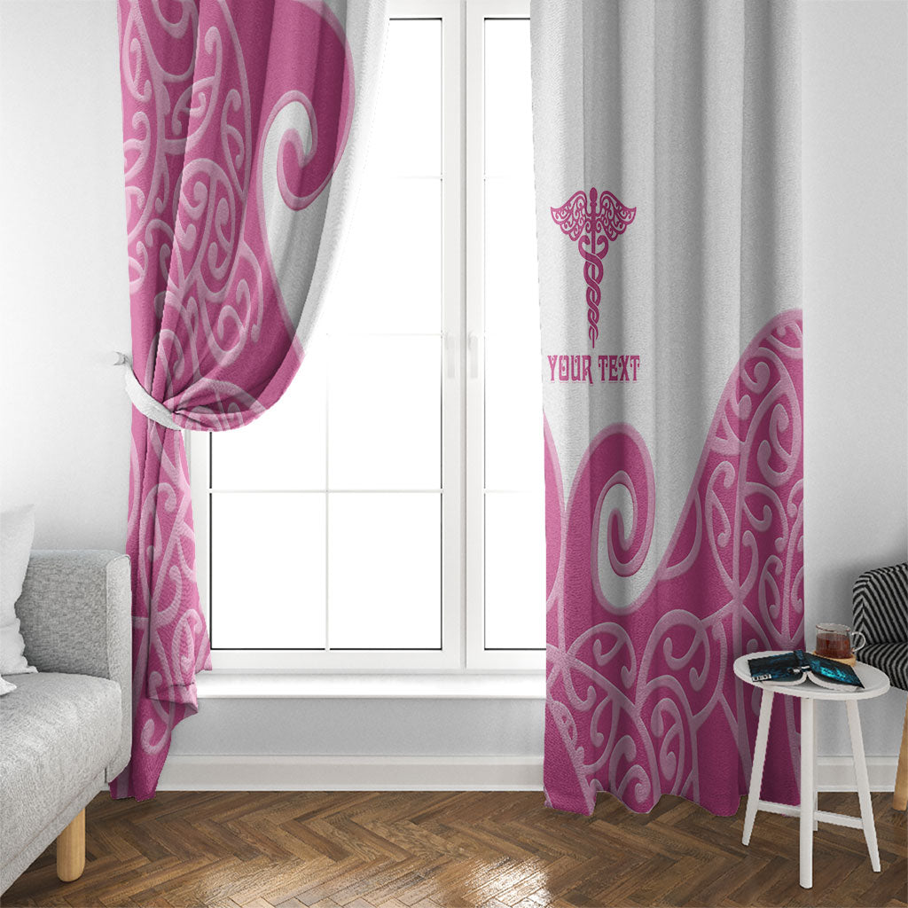 Personalised New Zealand Nurse Window Curtain Maori Koru Pink Version LT05 - Polynesian Pride