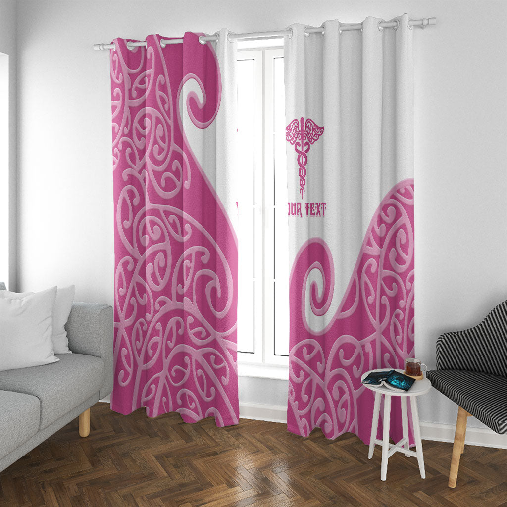Personalised New Zealand Nurse Window Curtain Maori Koru Pink Version LT05 With Grommets Pink - Polynesian Pride