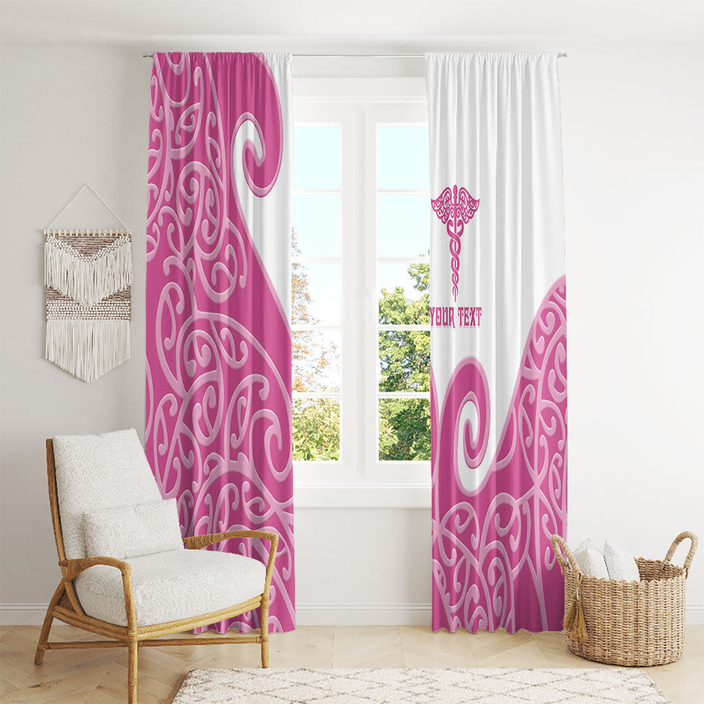 Personalised New Zealand Nurse Window Curtain Maori Koru Pink Version LT05 - Polynesian Pride
