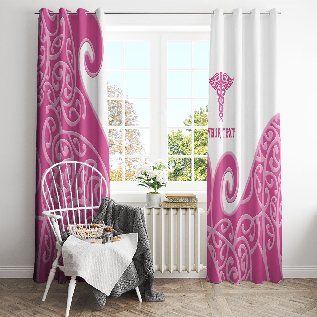 Personalised New Zealand Nurse Window Curtain Maori Koru Pink Version LT05 - Polynesian Pride