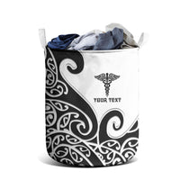 Personalised New Zealand Nurse Laundry Basket Maori Koru Black Version LT05 - Polynesian Pride