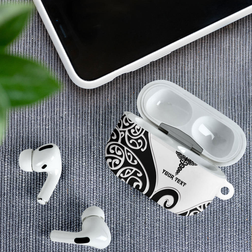 Personalised New Zealand Nurse AirPods Case Maori Koru Black Version LT05 - Polynesian Pride