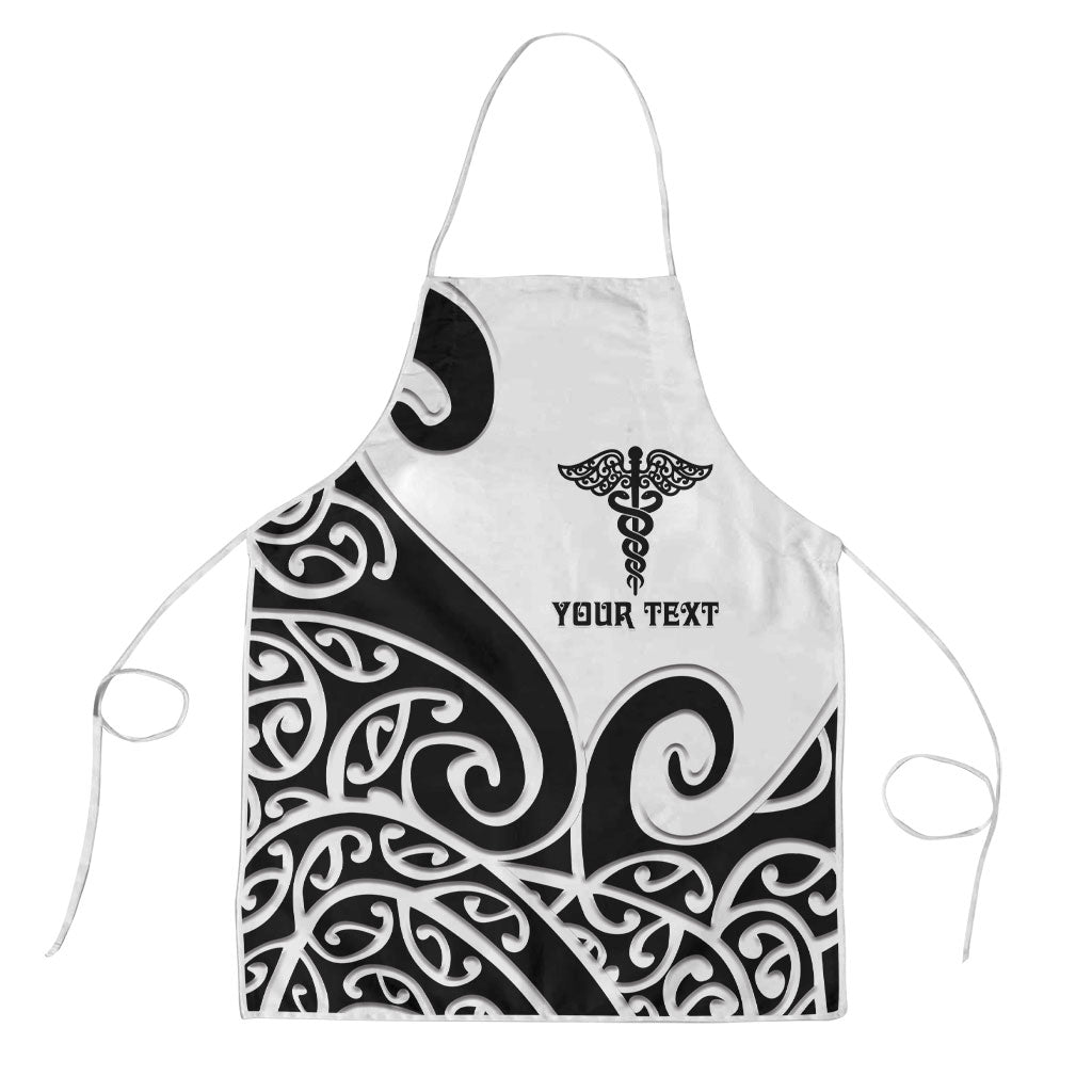 Personalised New Zealand Nurse Apron Maori Koru Black Version LT05 Black - Polynesian Pride