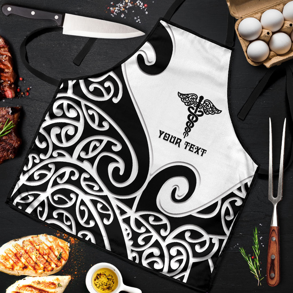 Personalised New Zealand Nurse Apron Maori Koru Black Version LT05 Black - Polynesian Pride