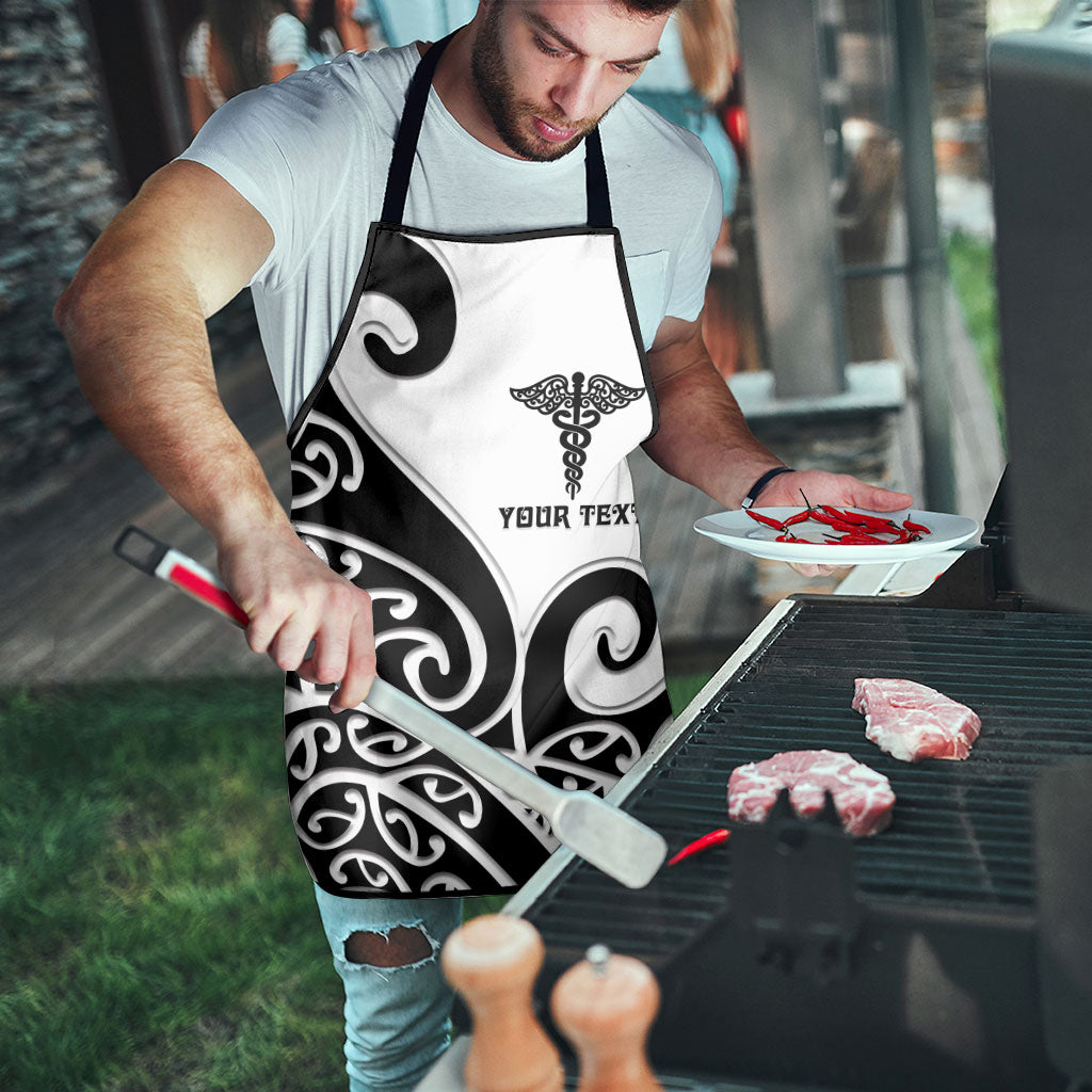 Personalised New Zealand Nurse Apron Maori Koru Black Version LT05 - Polynesian Pride