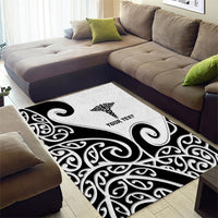 Personalised New Zealand Nurse Area Rug Maori Koru Black Version LT05 - Polynesian Pride