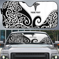 Personalised New Zealand Nurse Auto Sun Shade Maori Koru Black Version LT05 Black - Polynesian Pride