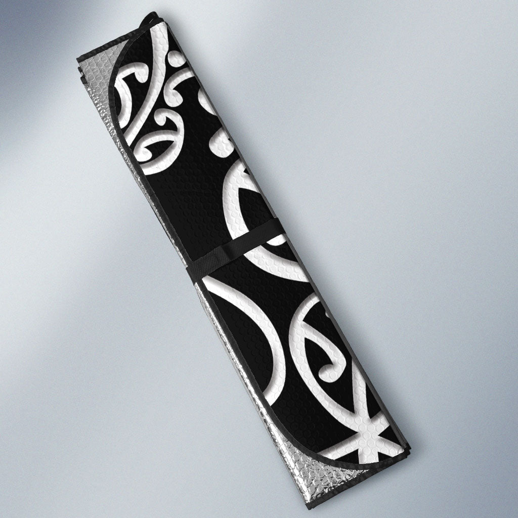 Personalised New Zealand Nurse Auto Sun Shade Maori Koru Black Version LT05 - Polynesian Pride