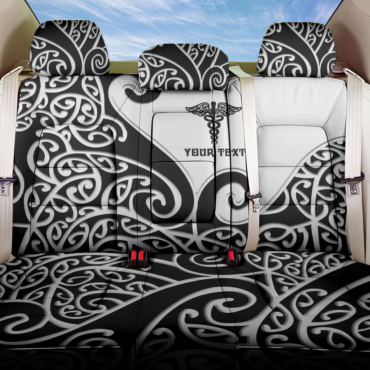 Personalised New Zealand Nurse Back Car Seat Cover Maori Koru Black Version LT05 One Size Black - Polynesian Pride
