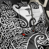 Personalised New Zealand Nurse Back Car Seat Cover Maori Koru Black Version LT05 - Polynesian Pride