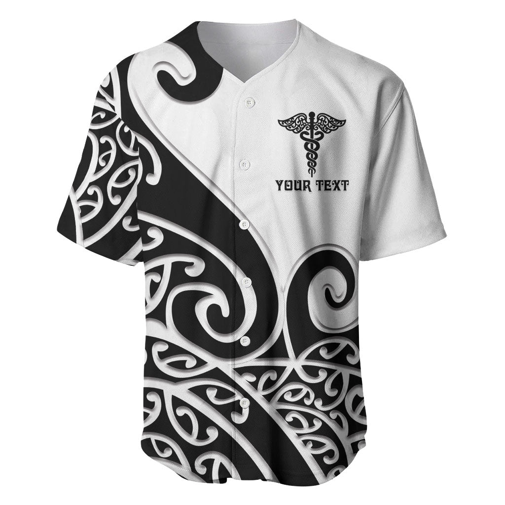 Personalised New Zealand Nurse Baseball Jersey Maori Koru Black Version LT05 Black - Polynesian Pride