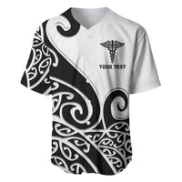 Personalised New Zealand Nurse Baseball Jersey Maori Koru Black Version LT05 Black - Polynesian Pride