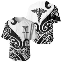 Personalised New Zealand Nurse Baseball Jersey Maori Koru Black Version LT05 - Polynesian Pride