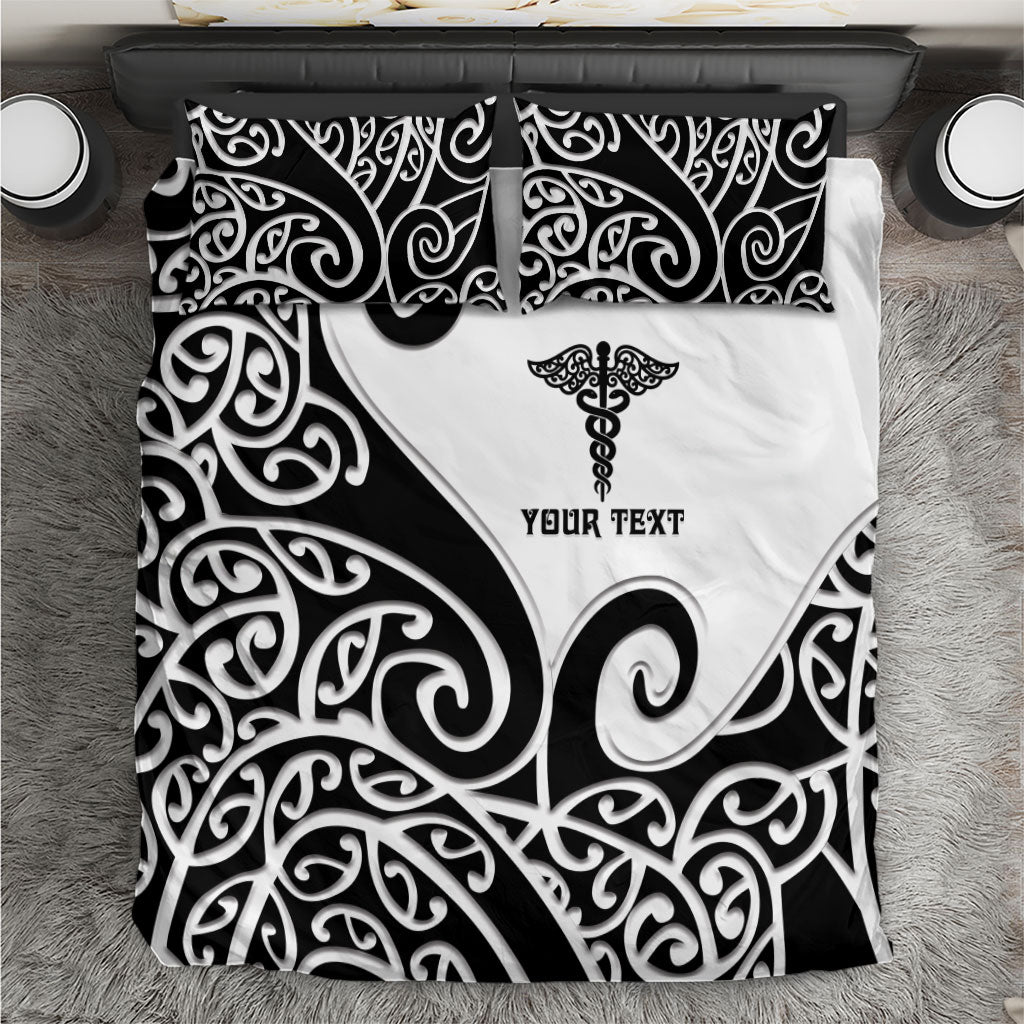Personalised New Zealand Nurse Bedding Set Maori Koru Black Version LT05 Black - Polynesian Pride