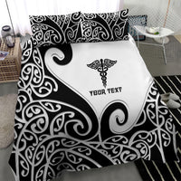 Personalised New Zealand Nurse Bedding Set Maori Koru Black Version LT05 - Polynesian Pride