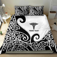 Personalised New Zealand Nurse Bedding Set Maori Koru Black Version LT05 - Polynesian Pride