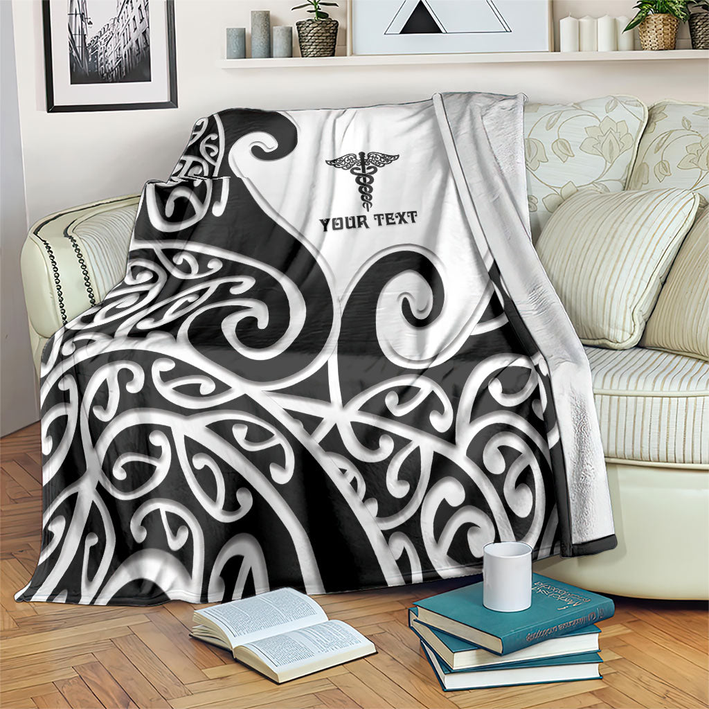 Personalised New Zealand Nurse Blanket Maori Koru Black Version LT05 Black - Polynesian Pride