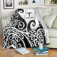 Personalised New Zealand Nurse Blanket Maori Koru Black Version LT05 Black - Polynesian Pride