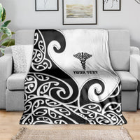 Personalised New Zealand Nurse Blanket Maori Koru Black Version LT05 - Polynesian Pride