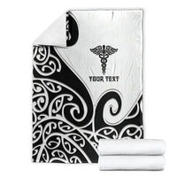 Personalised New Zealand Nurse Blanket Maori Koru Black Version LT05 - Polynesian Pride