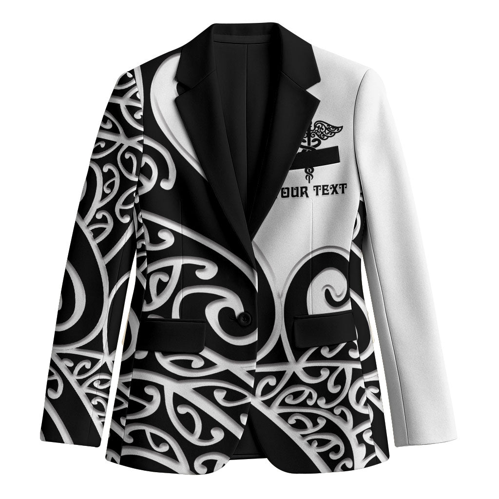 Personalised New Zealand Nurse Blazer Maori Koru Black Version LT05 Unisex Black - Polynesian Pride