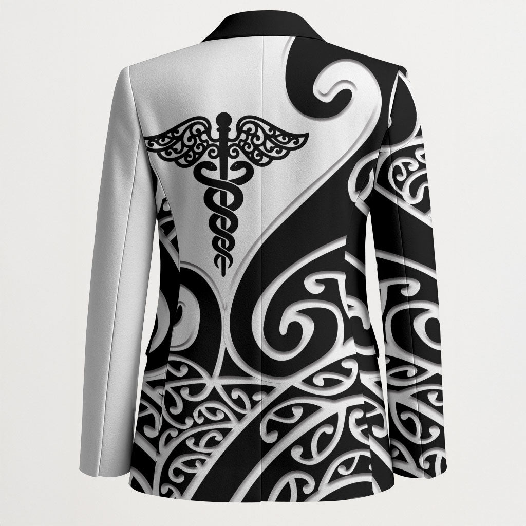 Personalised New Zealand Nurse Blazer Maori Koru Black Version LT05 - Polynesian Pride