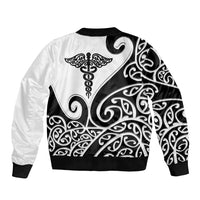 Personalised New Zealand Nurse Bomber Jacket Maori Koru Black Version LT05 - Polynesian Pride