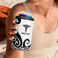 Personalised New Zealand Nurse 4 in 1 Can Cooler Tumbler Maori Koru Black Version LT05 - Polynesian Pride