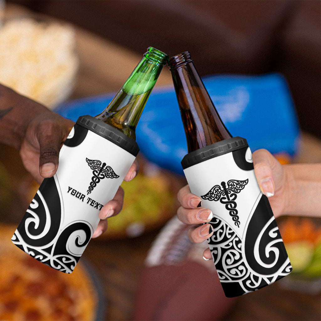 Personalised New Zealand Nurse 4 in 1 Can Cooler Tumbler Maori Koru Black Version LT05 - Polynesian Pride