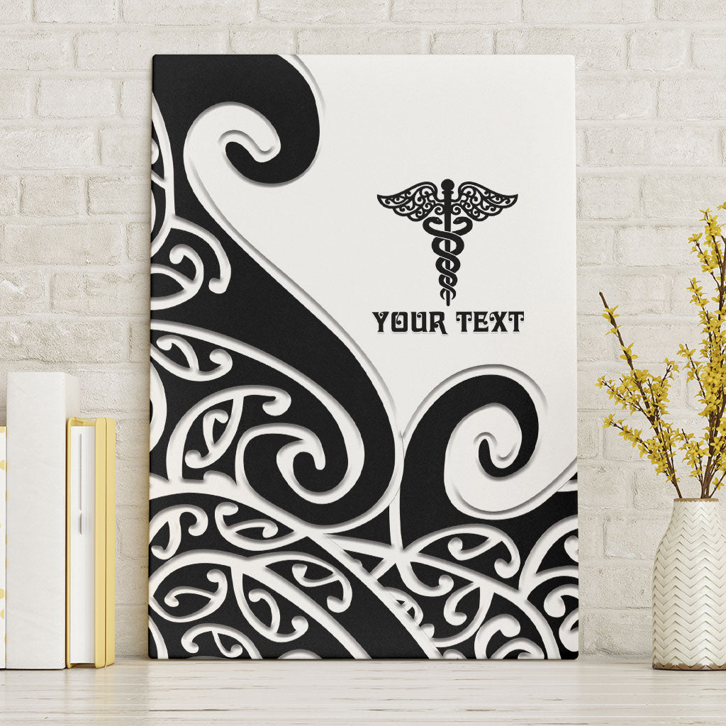 Personalised New Zealand Nurse Canvas Wall Art Maori Koru Black Version LT05 Without Frame Black - Polynesian Pride