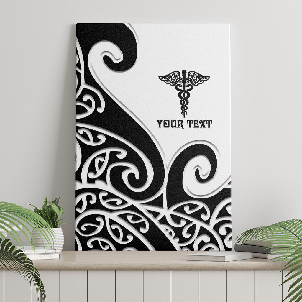 Personalised New Zealand Nurse Canvas Wall Art Maori Koru Black Version LT05 - Polynesian Pride