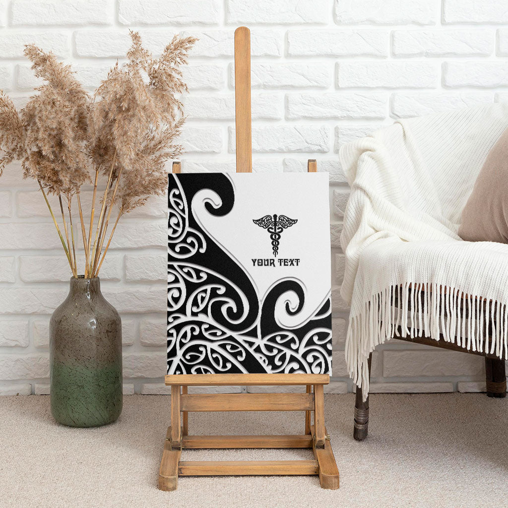 Personalised New Zealand Nurse Canvas Wall Art Maori Koru Black Version LT05 - Polynesian Pride