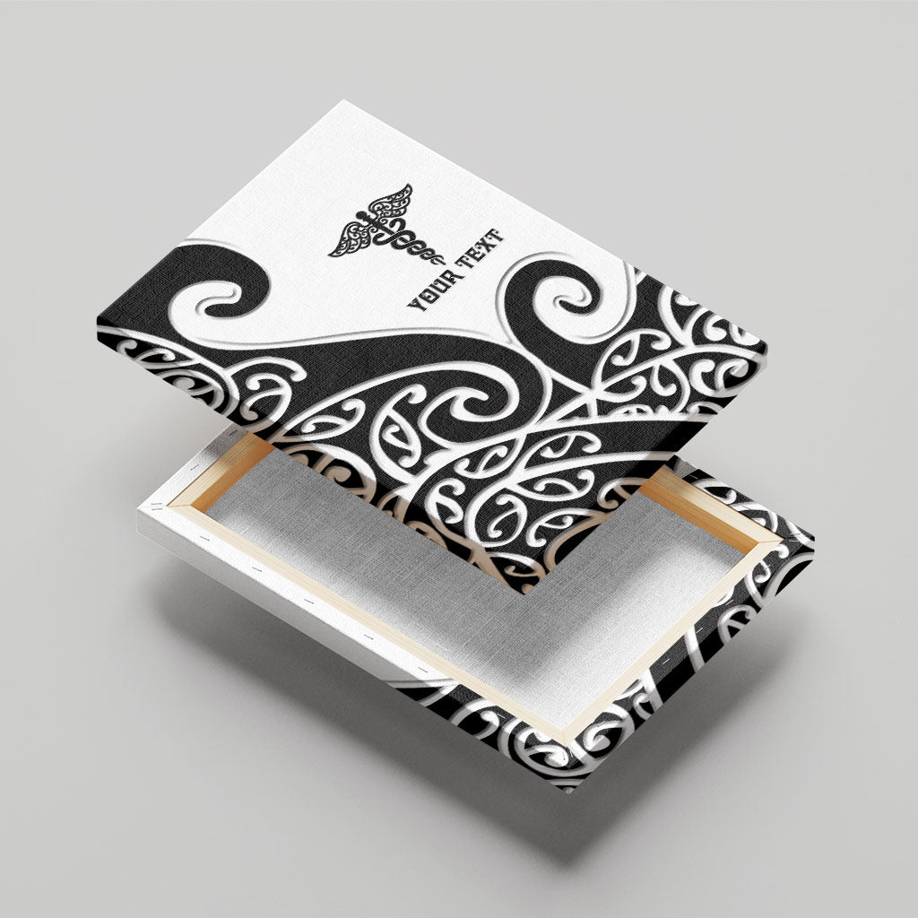 Personalised New Zealand Nurse Canvas Wall Art Maori Koru Black Version LT05 - Polynesian Pride