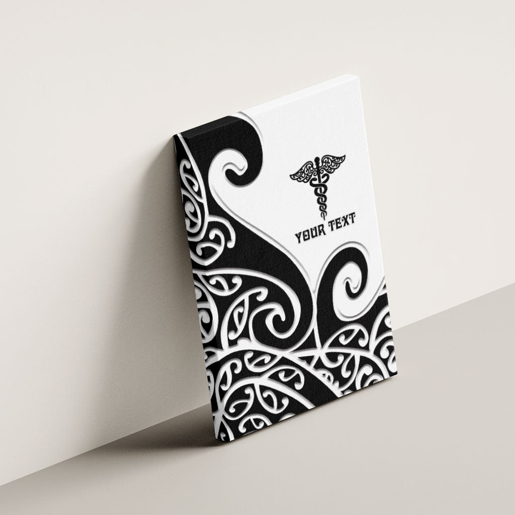 Personalised New Zealand Nurse Canvas Wall Art Maori Koru Black Version LT05 - Polynesian Pride