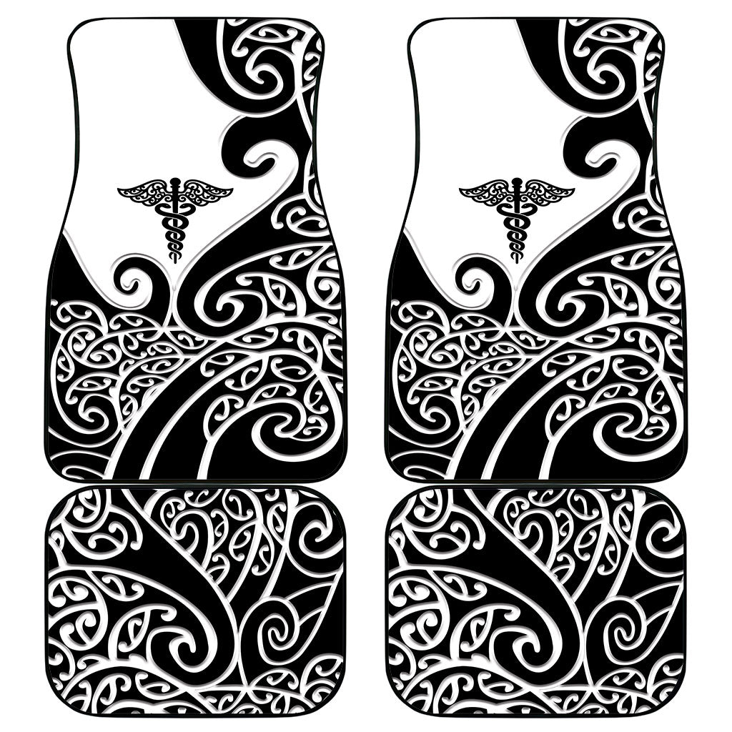 New Zealand Nurse Car Mats Maori Koru Black Version LT05 - Polynesian Pride