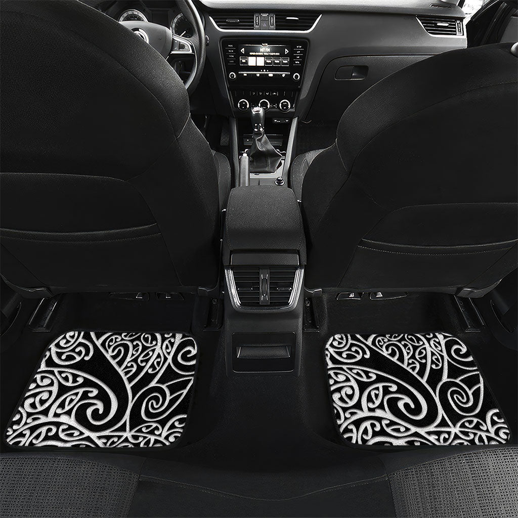 New Zealand Nurse Car Mats Maori Koru Black Version LT05 Set 2pcs - Back Black - Polynesian Pride