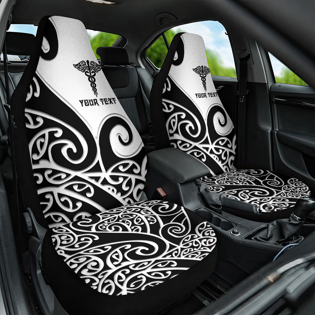 Personalised New Zealand Nurse Car Seat Cover Maori Koru Black Version LT05 One Size Black - Polynesian Pride
