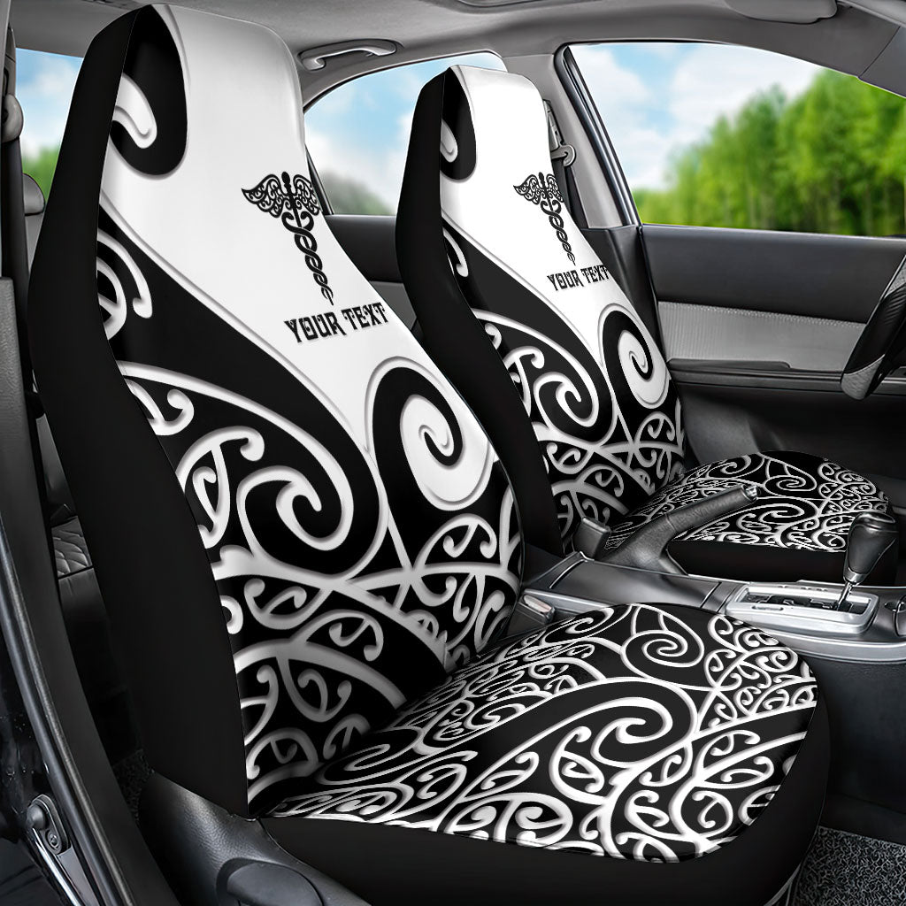 Personalised New Zealand Nurse Car Seat Cover Maori Koru Black Version LT05 - Polynesian Pride