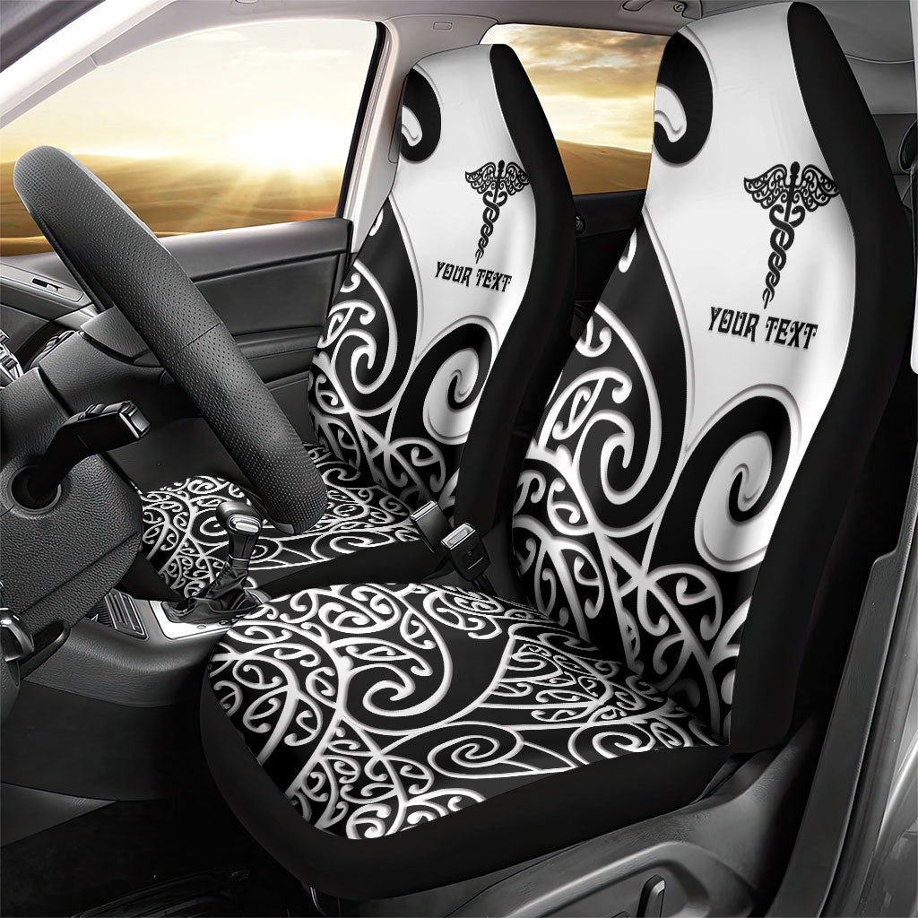 Personalised New Zealand Nurse Car Seat Cover Maori Koru Black Version LT05 - Polynesian Pride