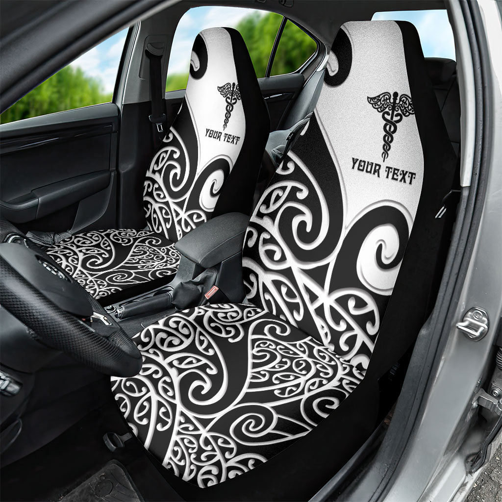 Personalised New Zealand Nurse Car Seat Cover Maori Koru Black Version LT05 - Polynesian Pride