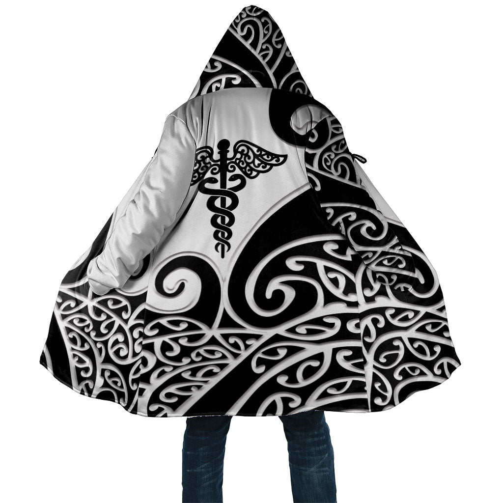 Personalised New Zealand Nurse Cloak Maori Koru Black Version